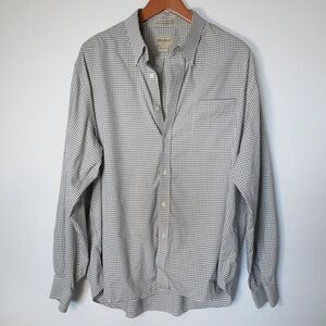 Eddie Bauer Men's Button-Down Wrinkle-Resistant XL 100% Cotton White Black Plaid